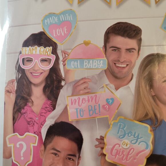Baby Gender Reveal Selfie Scene Photo Props Set - 21 Pieces with Banner - Picture 12 of 13